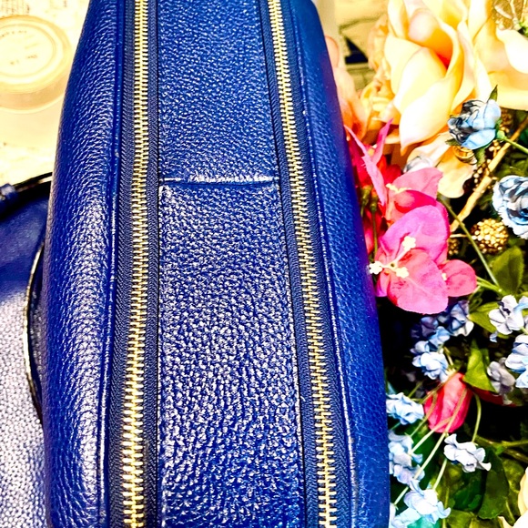 KATE SPADE Cobalt Blue Pebbled Leather Satchel Tote Shoulder OR Hand Bag CLEAN - Picture 8 of 12